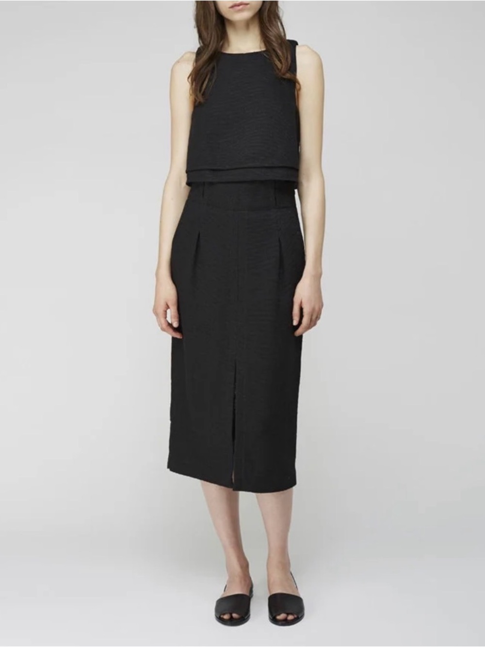 Apiece Apart Black High Neck Woven Crop Sleeveless Top Size 6 EUC